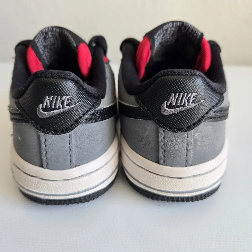 Nike Air Force 1 Size 3.5C Toddler Red Black Grey Retro AF1 Low Top‎ TD Shoes